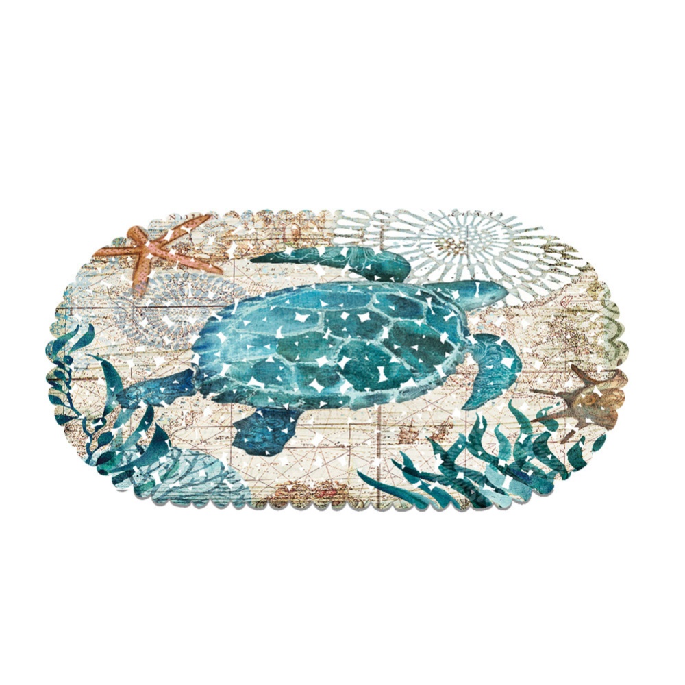 Waterproof Safety Shower Bath Mat with Suction Cup Non-slip Floor for Hotel Bathroom Bathtub Kitchen Pad Sea turtle_35 * 70CM