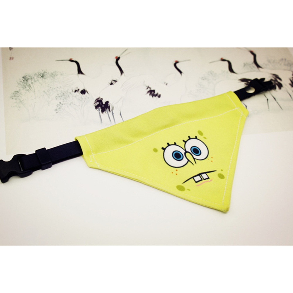 Pure Hand-made Pet Cat Dog SpongeBob Triangle Scarf M_SpongeBob A