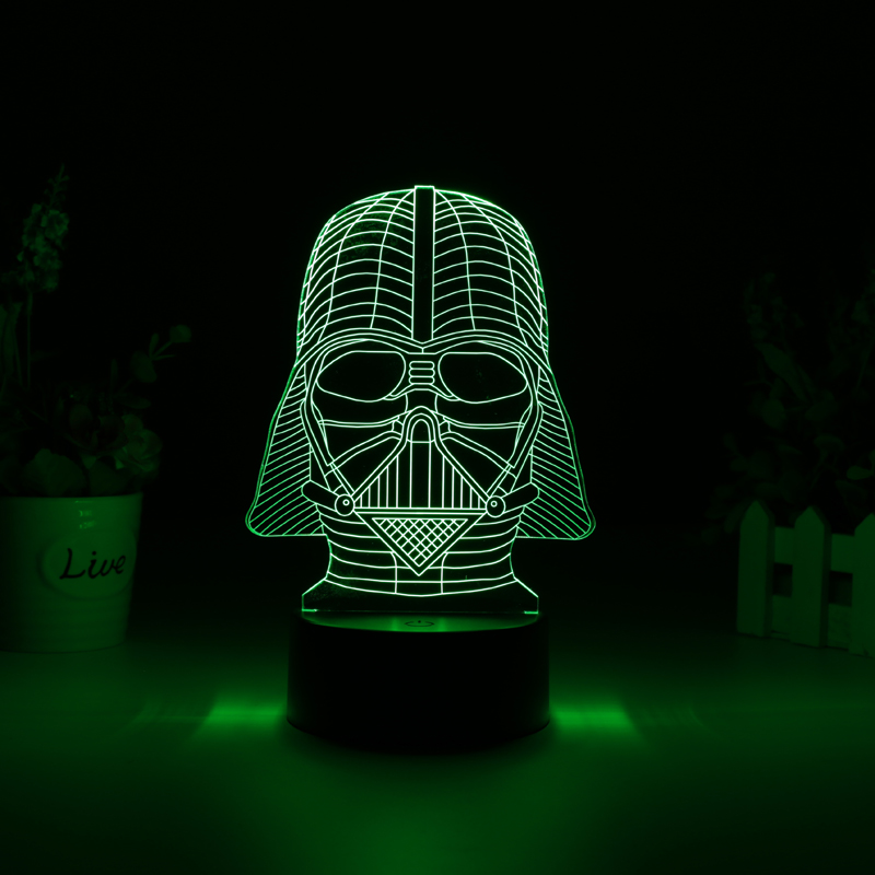 Darth Vader 3D LED Light - 7 Colors, 2 Modes, Power Through Micro USB Or AA Batteries, 5Watt