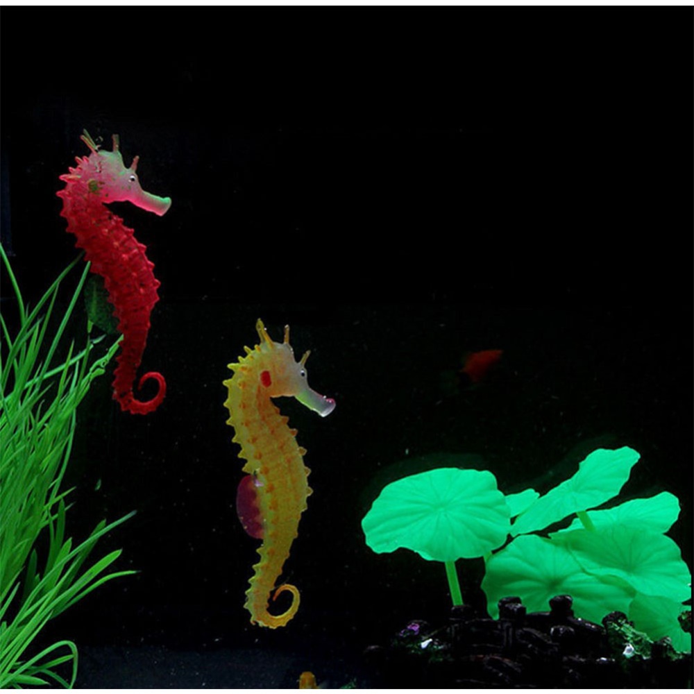 Simulate Silicone See Horse Landscape with Fluorescent & Luminous Effect Ornament for Aquarium Fish Tank Decoration Red - Image 3