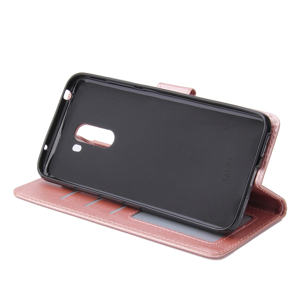 For Xiaomi Pocophone F1 Flip-type Leather Protective Phone Case with 3 Card Position Buckle Design Cover Rose gold - Image 2