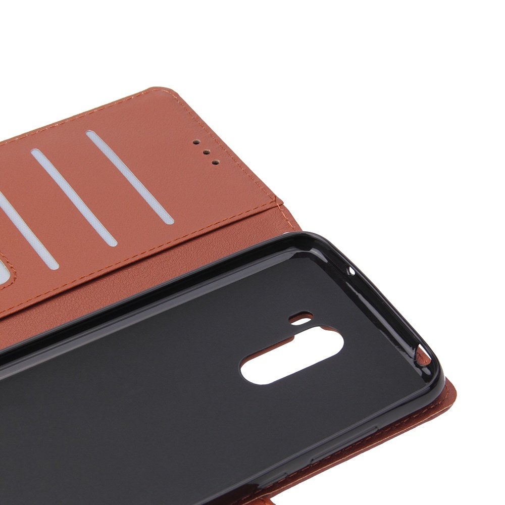 For Xiaomi Pocophone F1 Flip-type Leather Protective Phone Case with 3 Card Position Buckle Design Cover brown - Image 2