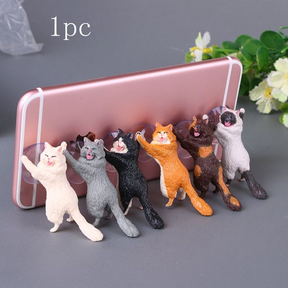 Cute Cartoon Cat Phone Holder Car Mount Sucker Bracket Universal for Sumsung Huawei LG iPhone X XS 8 7 6 gray - Image 2