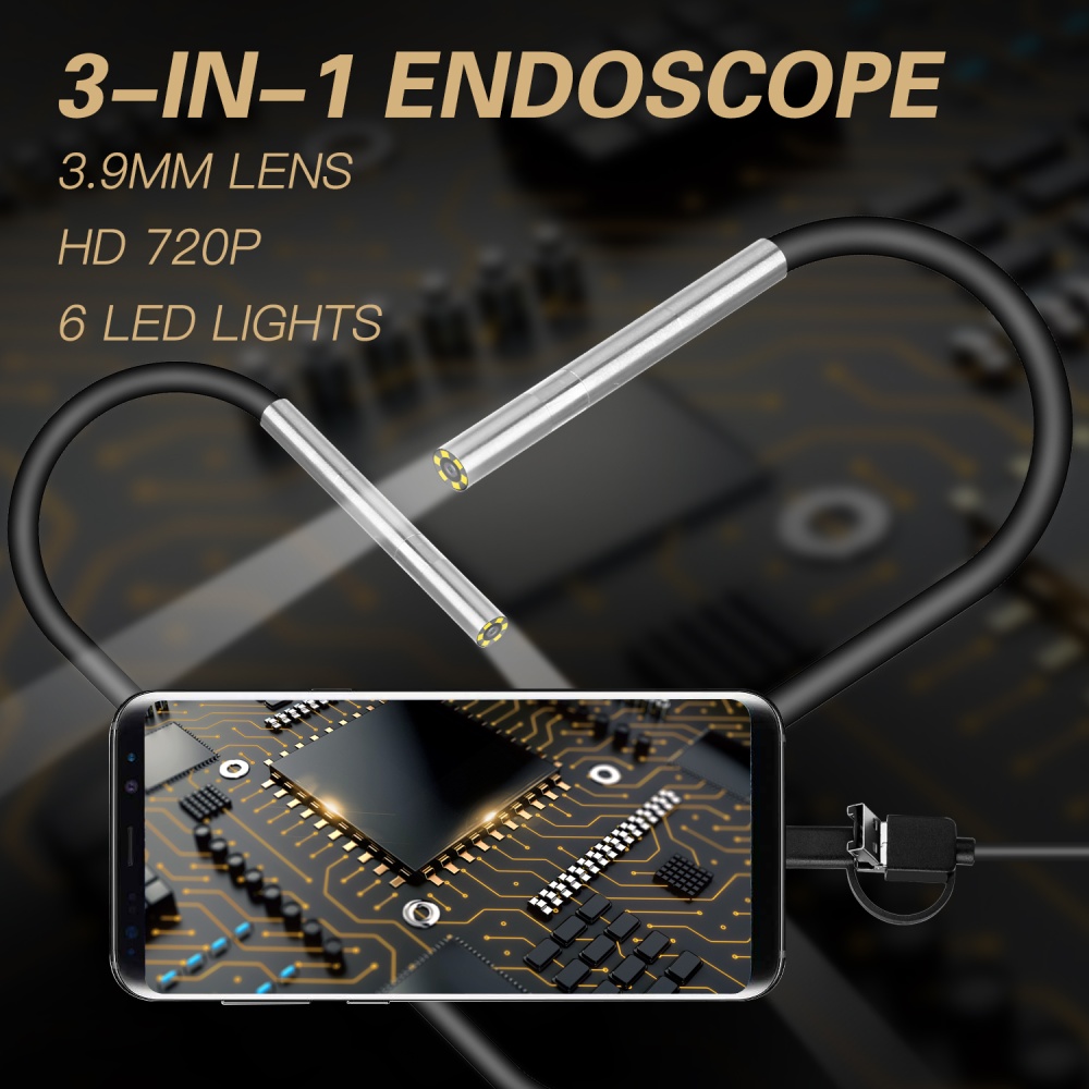 AN100 Rigid Line Endoscope Camera Flexible IP67 Waterproof Inspection Borescope Hard line 2 meters - Image 2