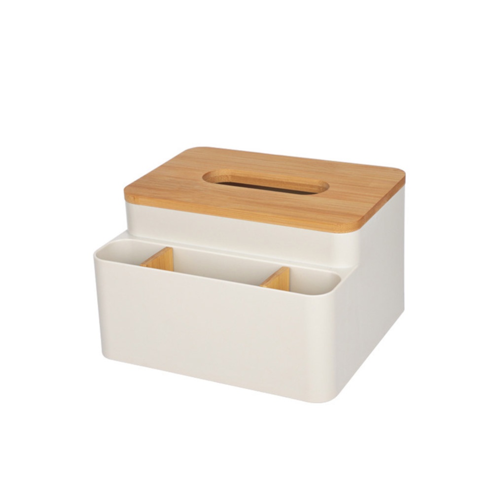 Wooden Rectangle Napkin Organizer Tissue Holder for Hotel Home Table Remote Control Storage Box apricot