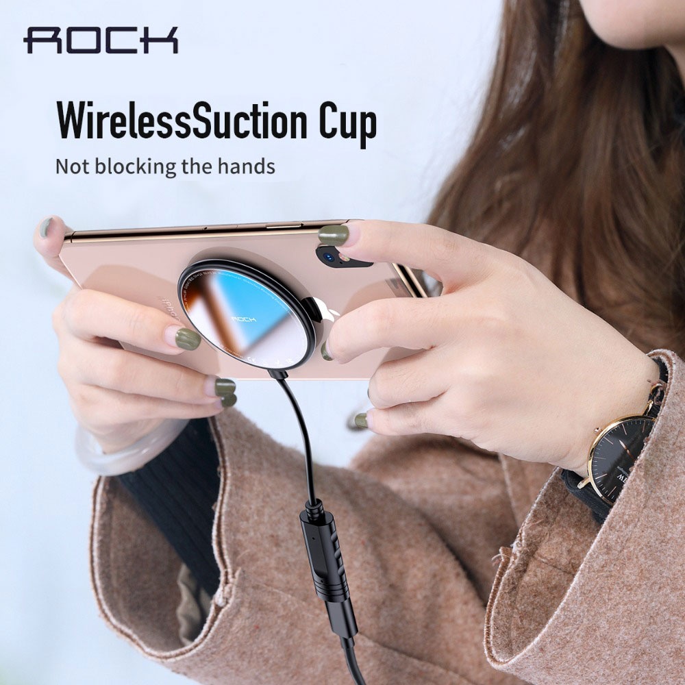 ROCK W20 Qi Wireless Charger for iPhone X Suction Cup 7.5W Quick Charge XS MAX 8 Samsung Xiaomi black - Image 2