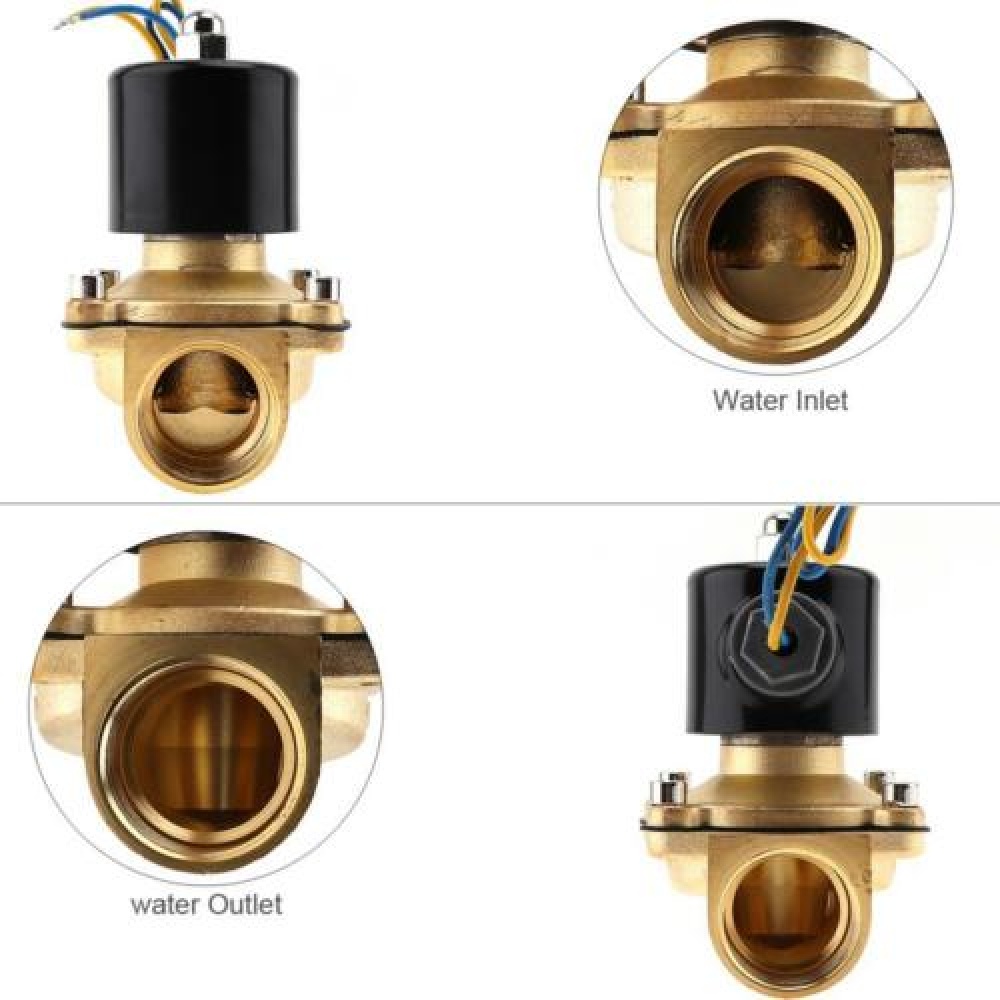 12V 1 inch Brass Electric Solenoid Valve Magnetic Water Air Normally Closed DC12V - Image 2