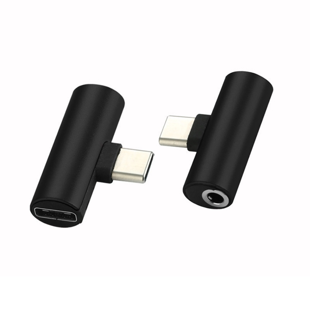 2D68-TYC 2 IN 1 Type C to 3.5mm Earphone Audio Adapter Type-C Charging Converter Gold - Image 2