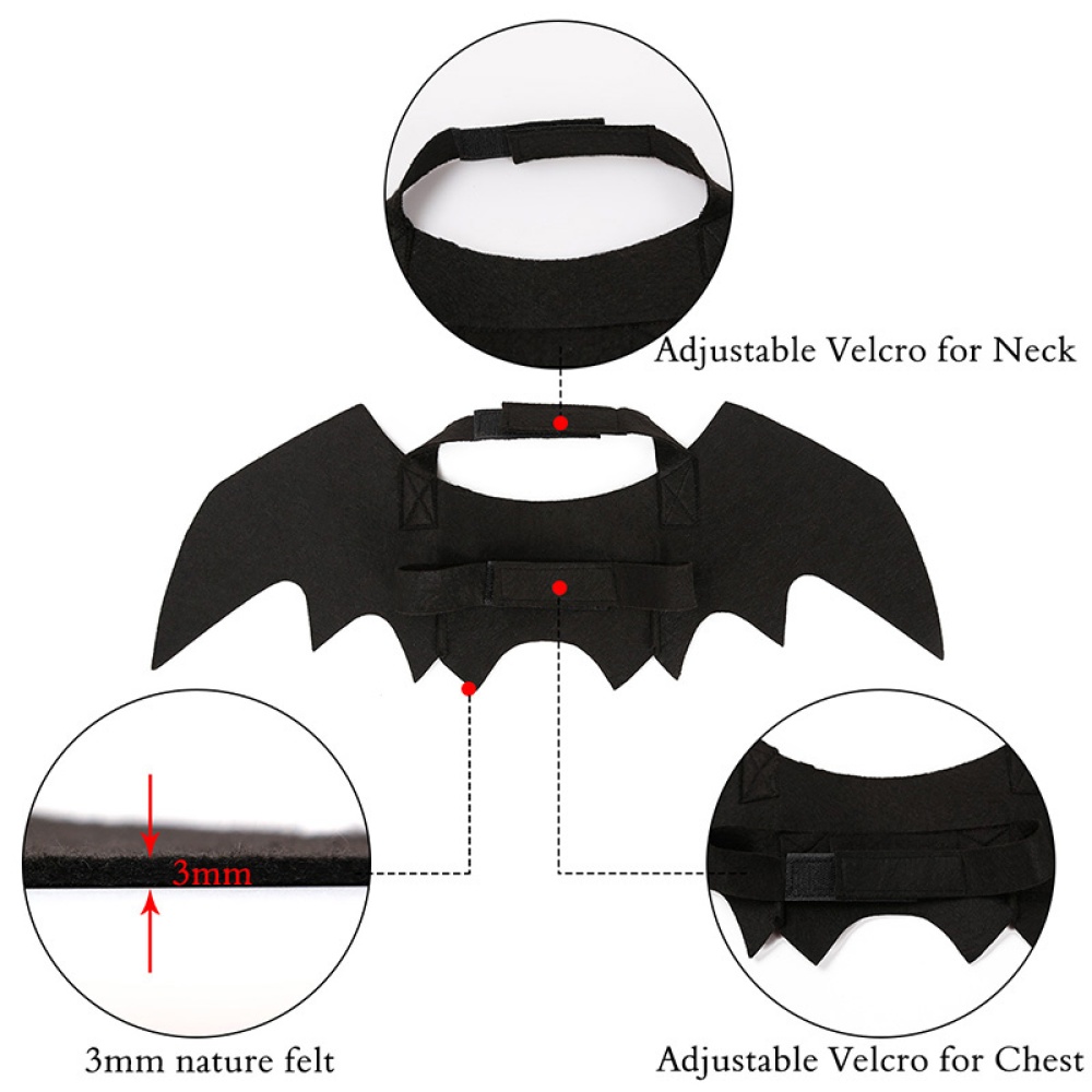 Halloween Pet Bat Black Wings Cat Dog Costume black - Image 3