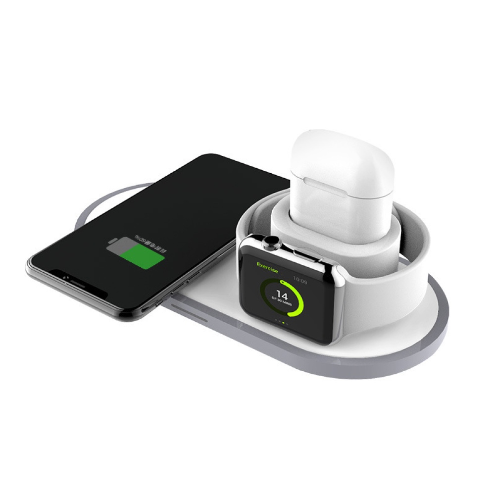 3-in-1 Wireless Charger for Apple iWatch/iPhone/AirPods Charging Station Dock Holder Travel Fast white - Image 2