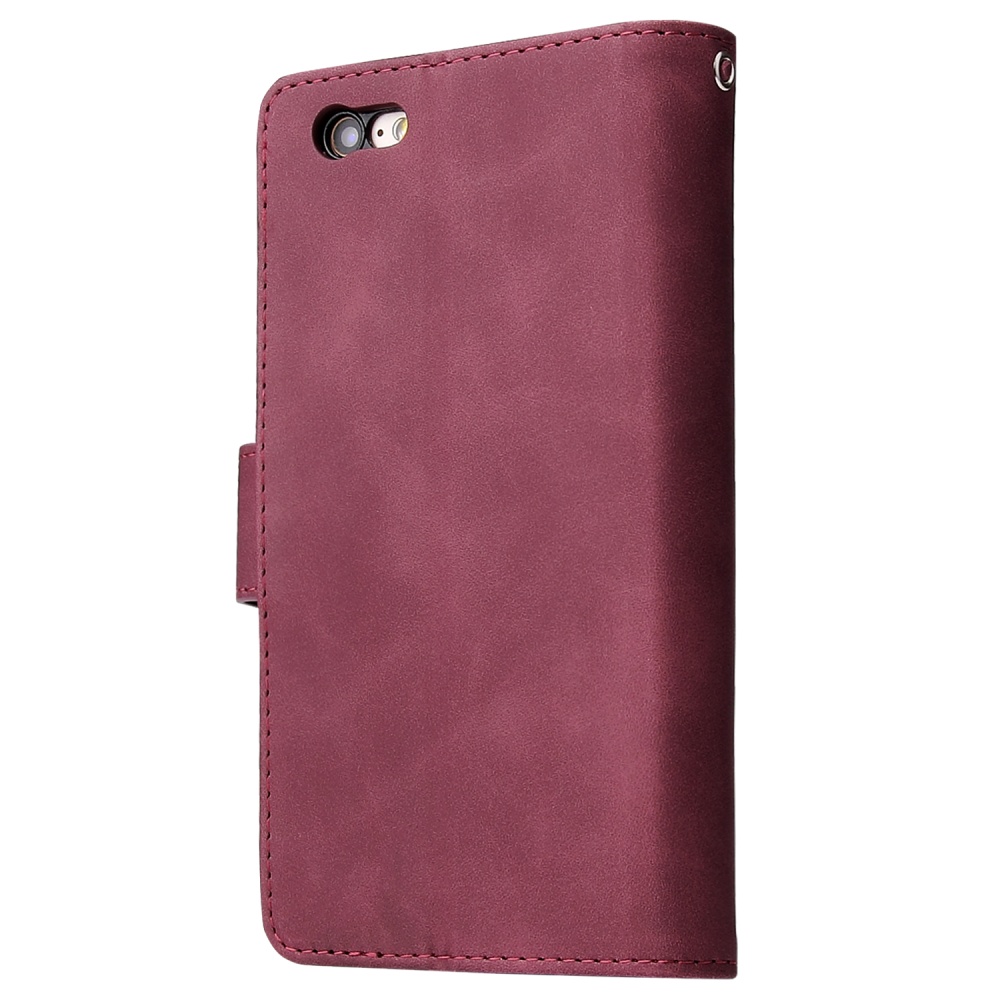 For iPhone 6 / 6S plus 7 8 Smart Phone Cover Coin Pocket with Cards Bracket Zipper PU Leather Case - Image 2