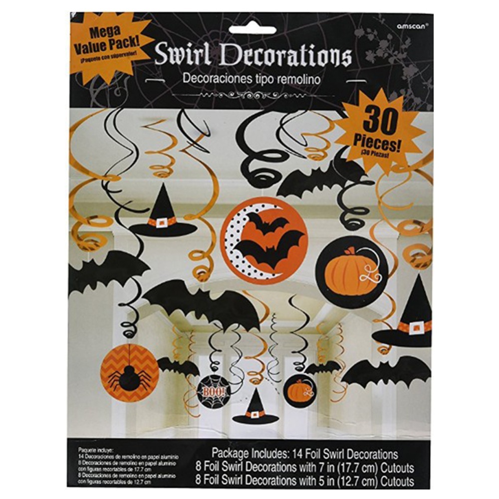 30 Pcs/set Halloween Ornament Pendant Colorful Spiral Hanging Decoration 30-piece set of cartoon spiral ornaments