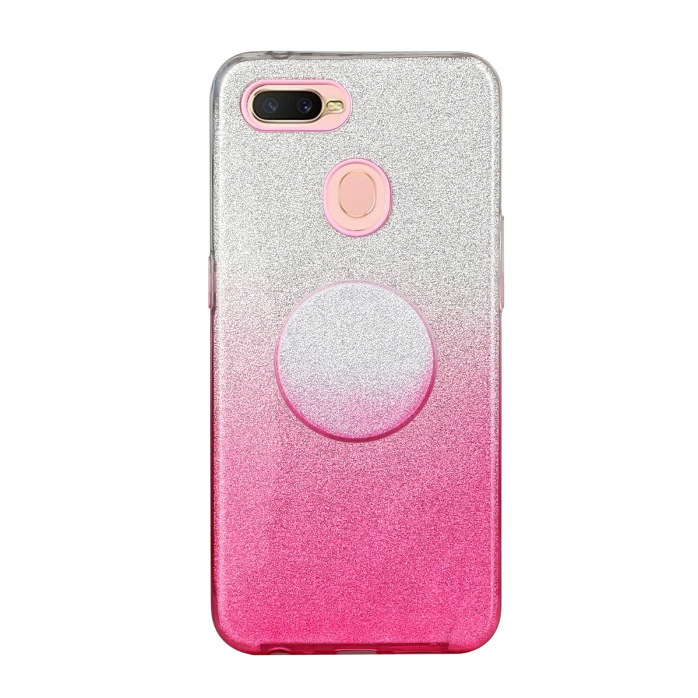 For OPPO F9/F9 Pro/A7X/F11 Pro/A8/A31 Phone Case Gradient Color Glitter Powder Cover with Airbag Bracket Pink - Image 2