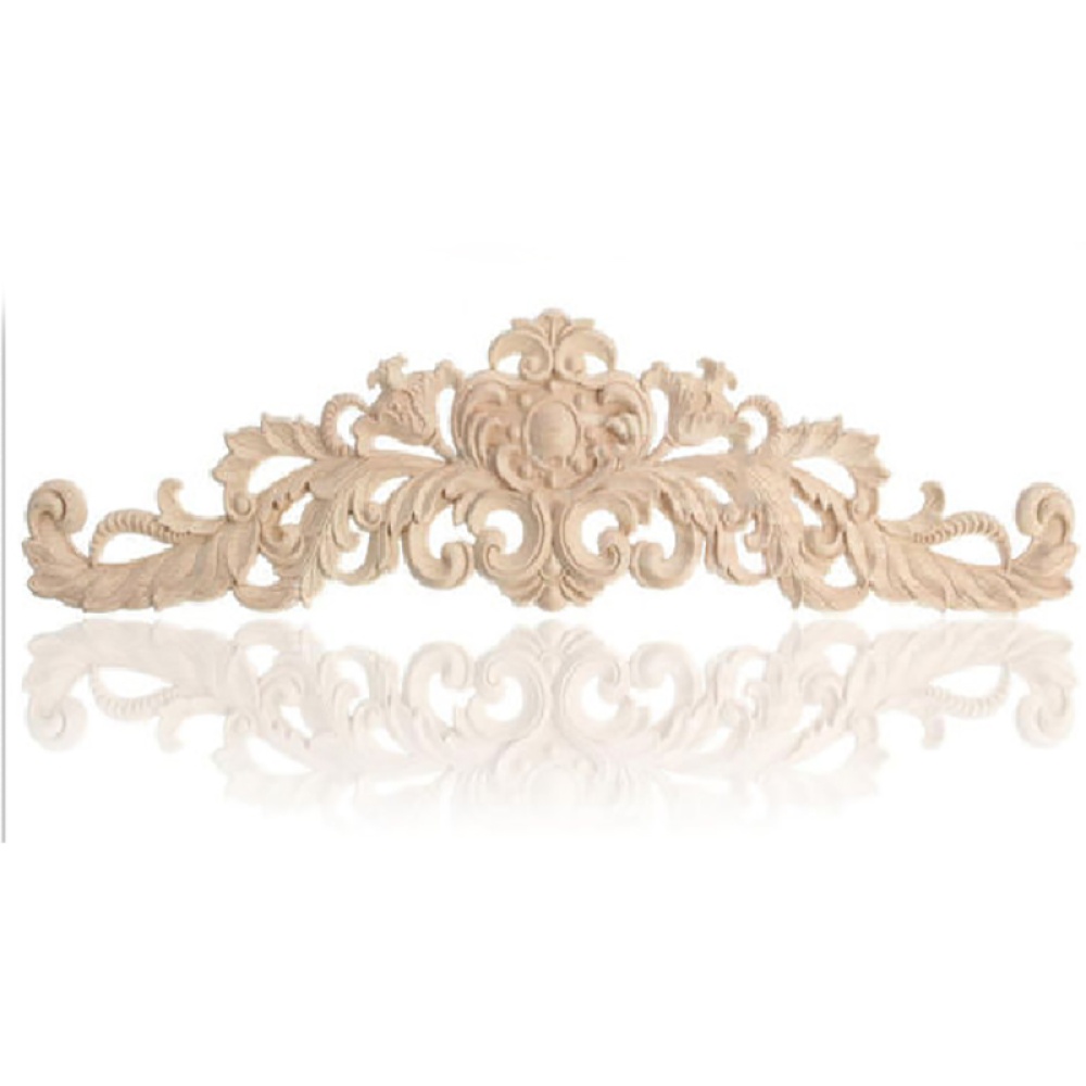 Wood Carved Long Applique Frame Corner Onlay Unpainted Furniture Home Door Decor