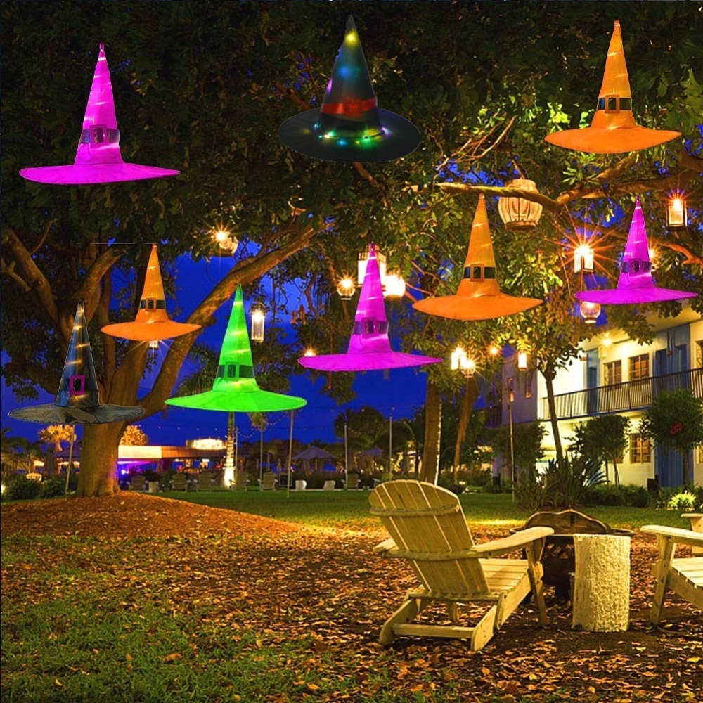 1/8pcs Halloween Hanging Witch Hat Shape Decoration for Outdoor Yard Tree light orange 1 - Image 2