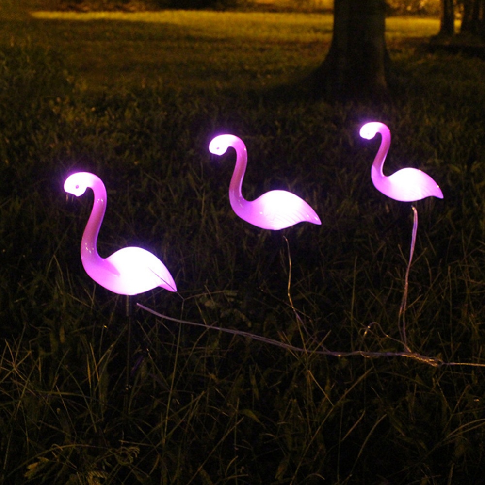 3 LEDs Solar-power Garden Light Flamingo Lawn Lamp Waterproof Night for Outdoor Decoration white light