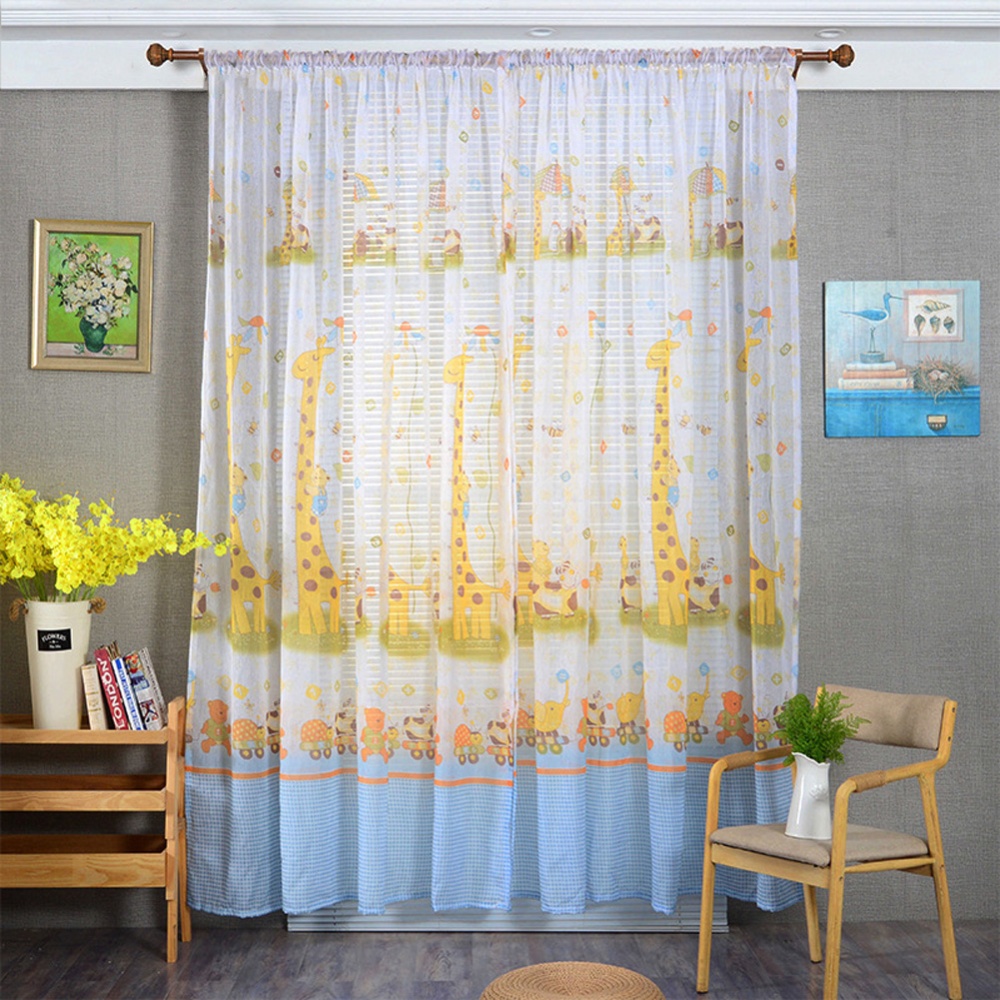 Modern Tulle Curtain Window Gauze for Living Room Bedroom Kids Shading blue_1m wide x 2m high - Image 3