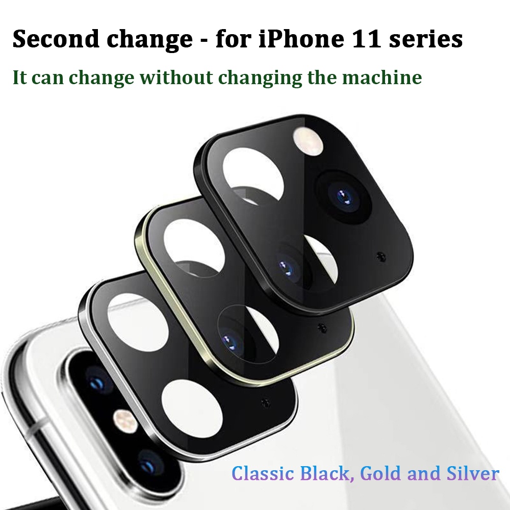 Camera Lens Protector Cellphone Protective Cover Metal Sticker for iPhone X/XS/MAX Scratch-proof Glass black - Image 2