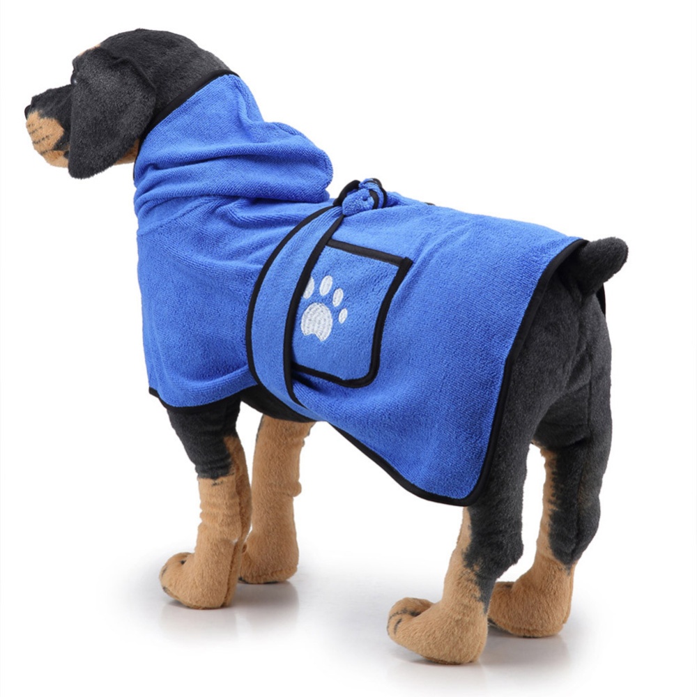 Pet Thick Bath Towel Cat Dog Quick-drying Cloak Bathrobe blue_XS