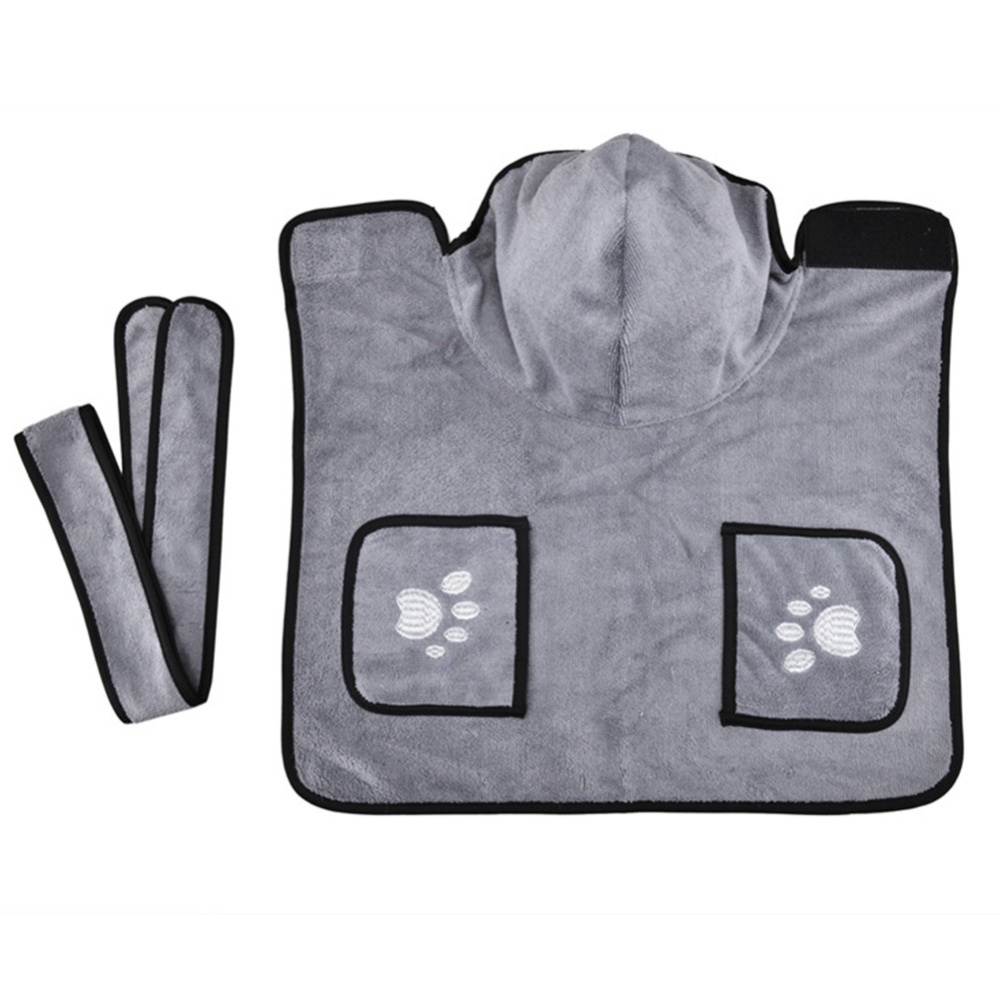 Pet Thick Bath Towel Cat Dog Quick-drying Cloak Bathrobe gray_XS
