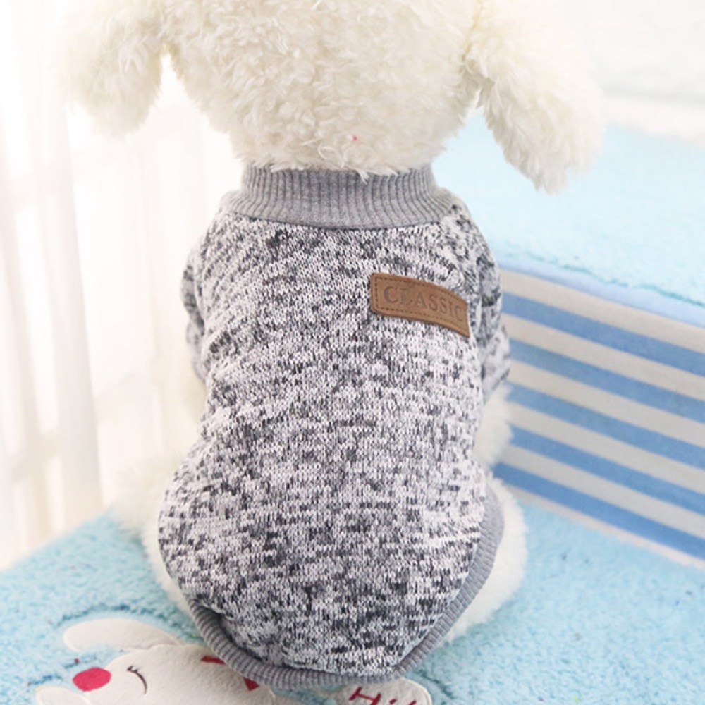 Dog Classic Sweaters, Pet Puppy Warm Clothes, Winter Soft Cat Jacket Coat Hoodies For Chihuahua Yorkie, Dogs XS-XXL Greyish white_XS