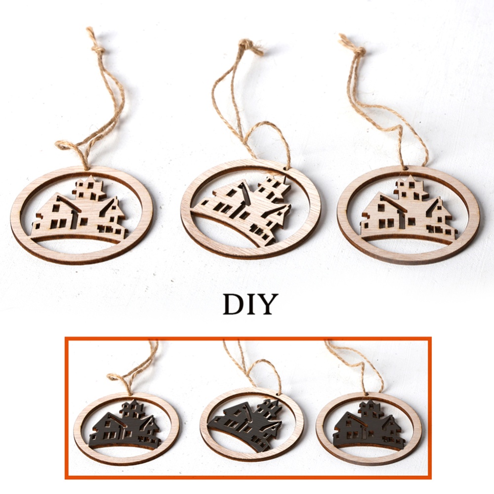 3Pcs Wooden Hollow-out DIY Hanging Pendant with Ropes for Halloween Decor JM01514 - Image 3