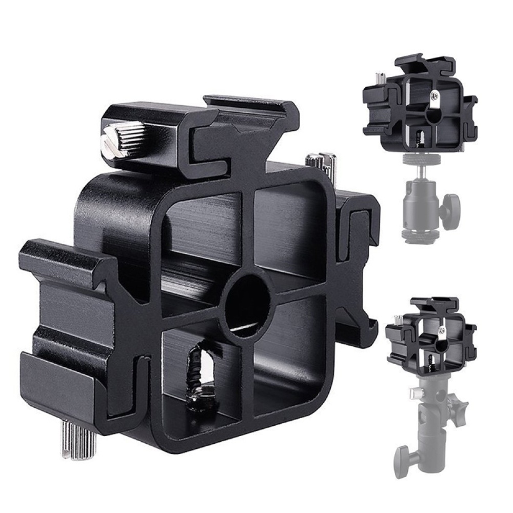 Three-head Hot Shoe Flash Stand Multi-function Holder Camera Bracket Accessories Square 3 Head - Image 2