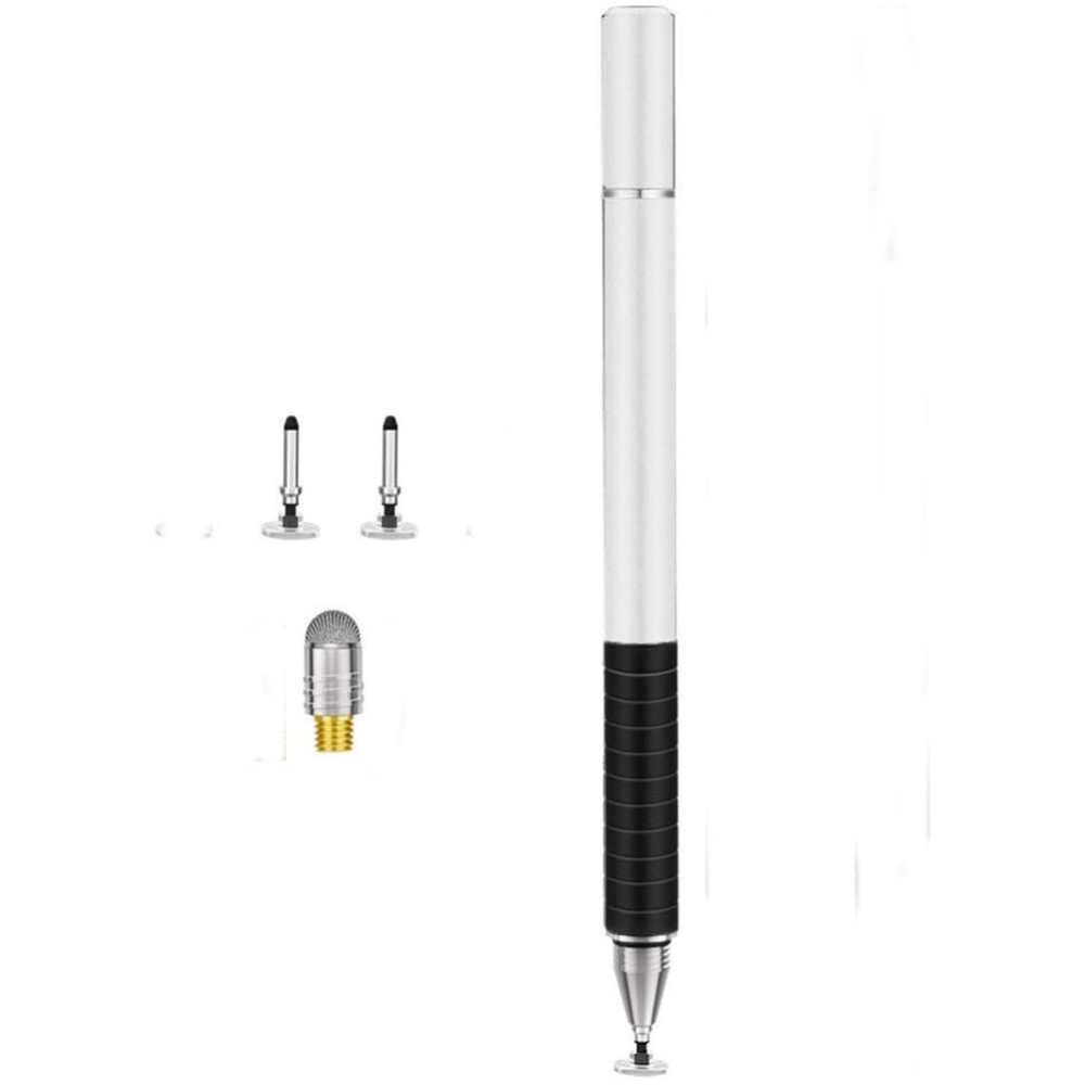 Stylus Pen Capacitive Touch Screen High Accuracy Active +Rubber Nib+Fiber Nib Silver - Image 2