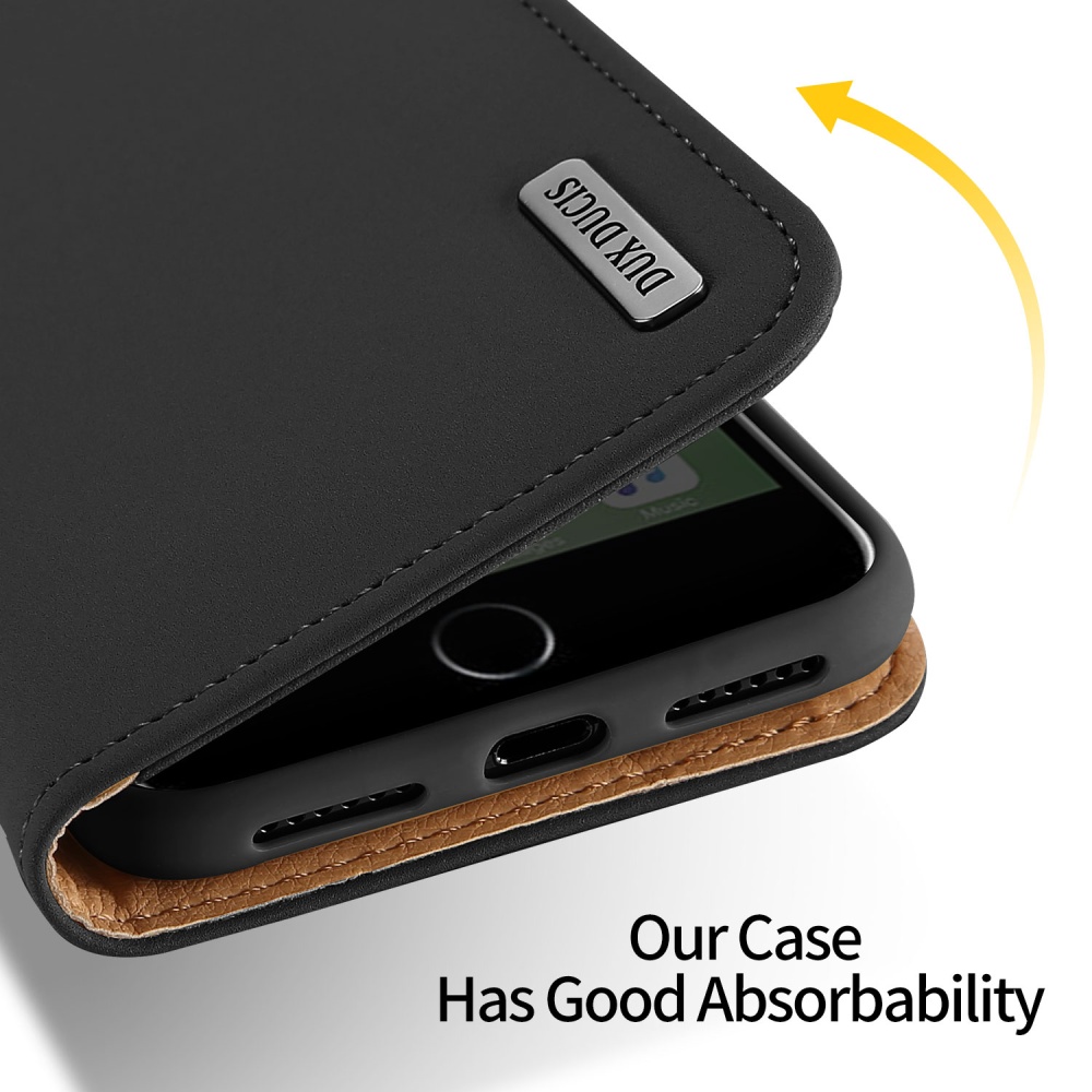 For iPhone 9 Mobile Phone Cover Magnetic Leather Protective Case with Card Slot Bracket black - Image 2