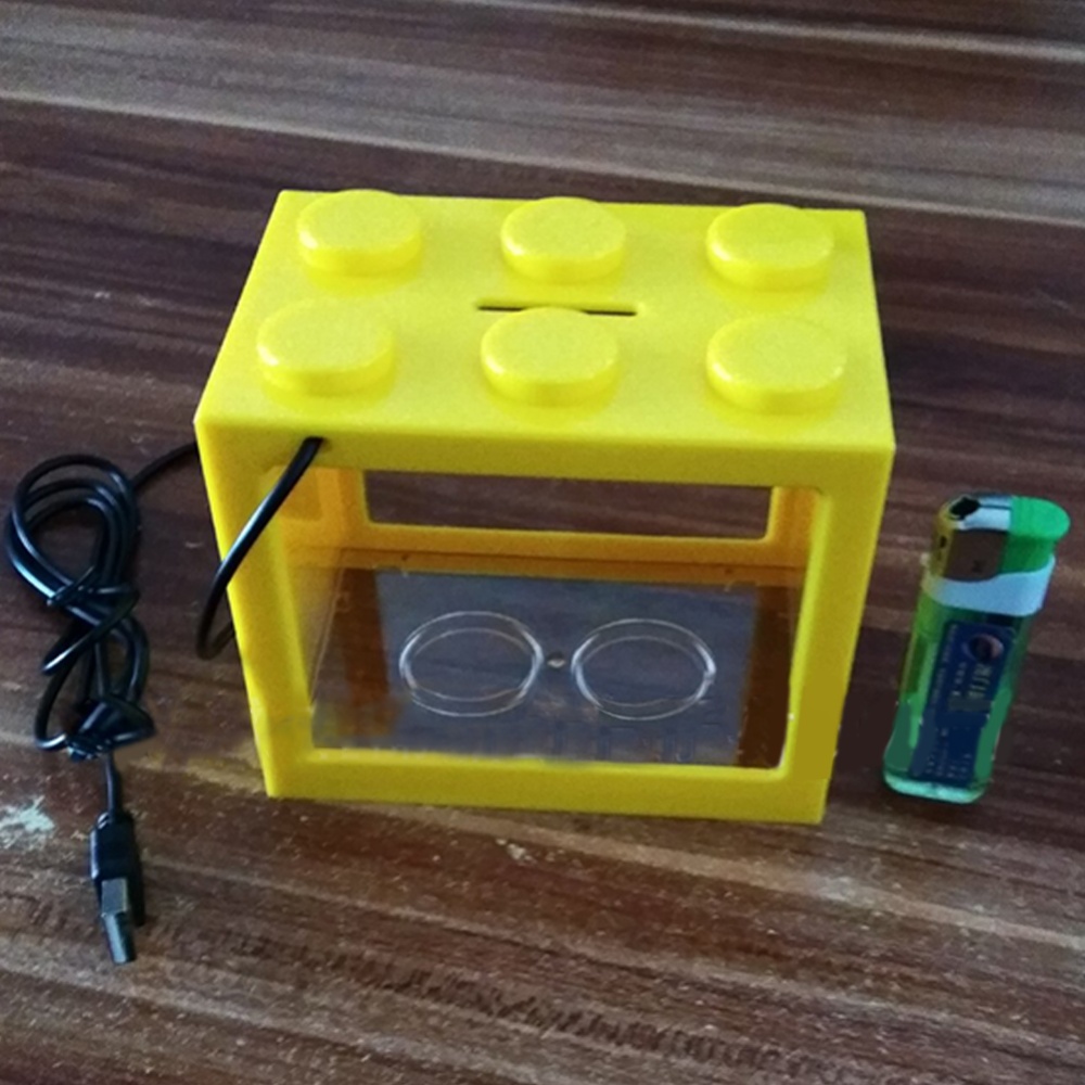 Mini Aquarium with Light Fishbowl for Home Office Tea Table Decoration Yellow