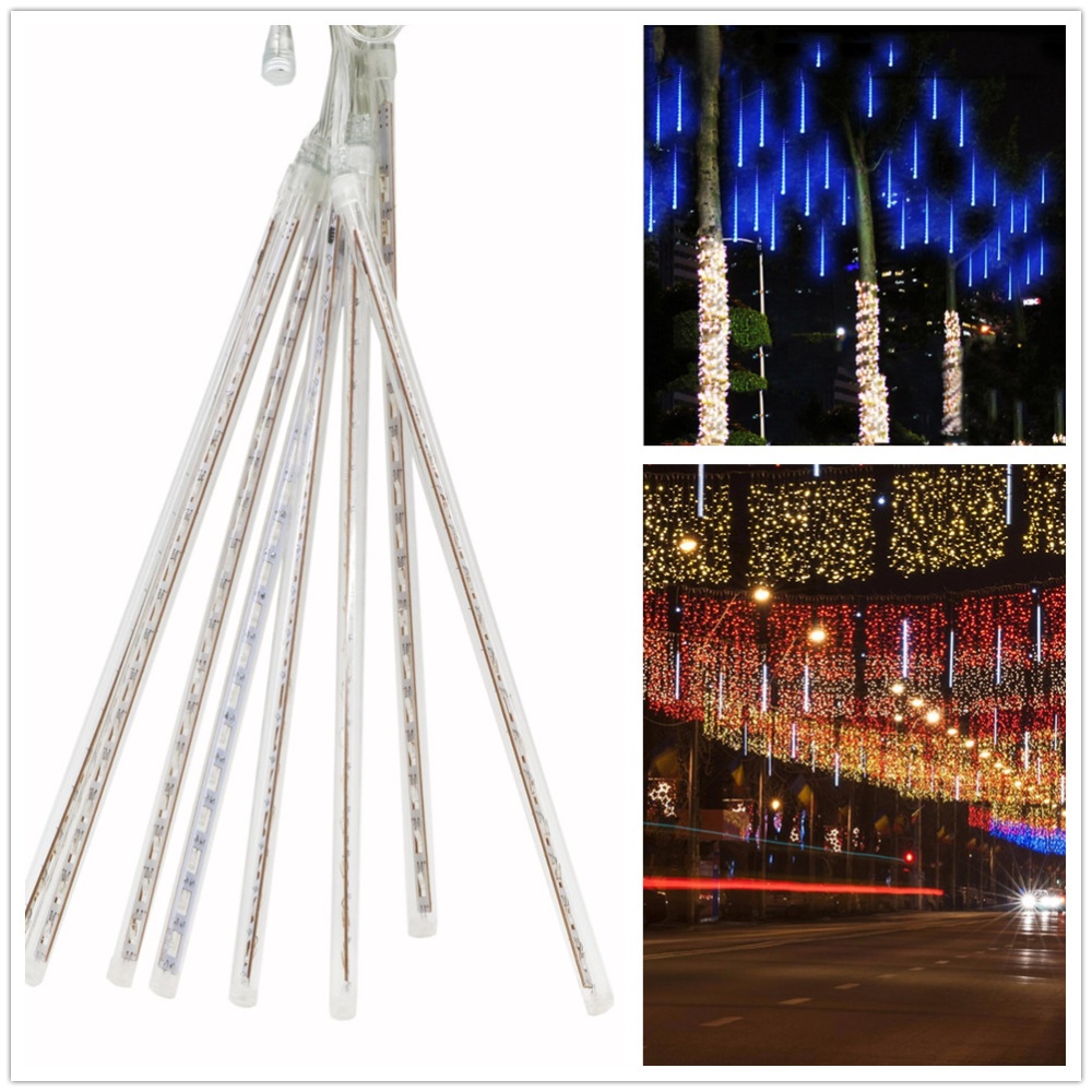 8PCS EU Plug 50CM Waterproof LED Meteor Shower Light Decorative Lamp (SMD Version) Colorful light_European regulations 200-240V - Image 3