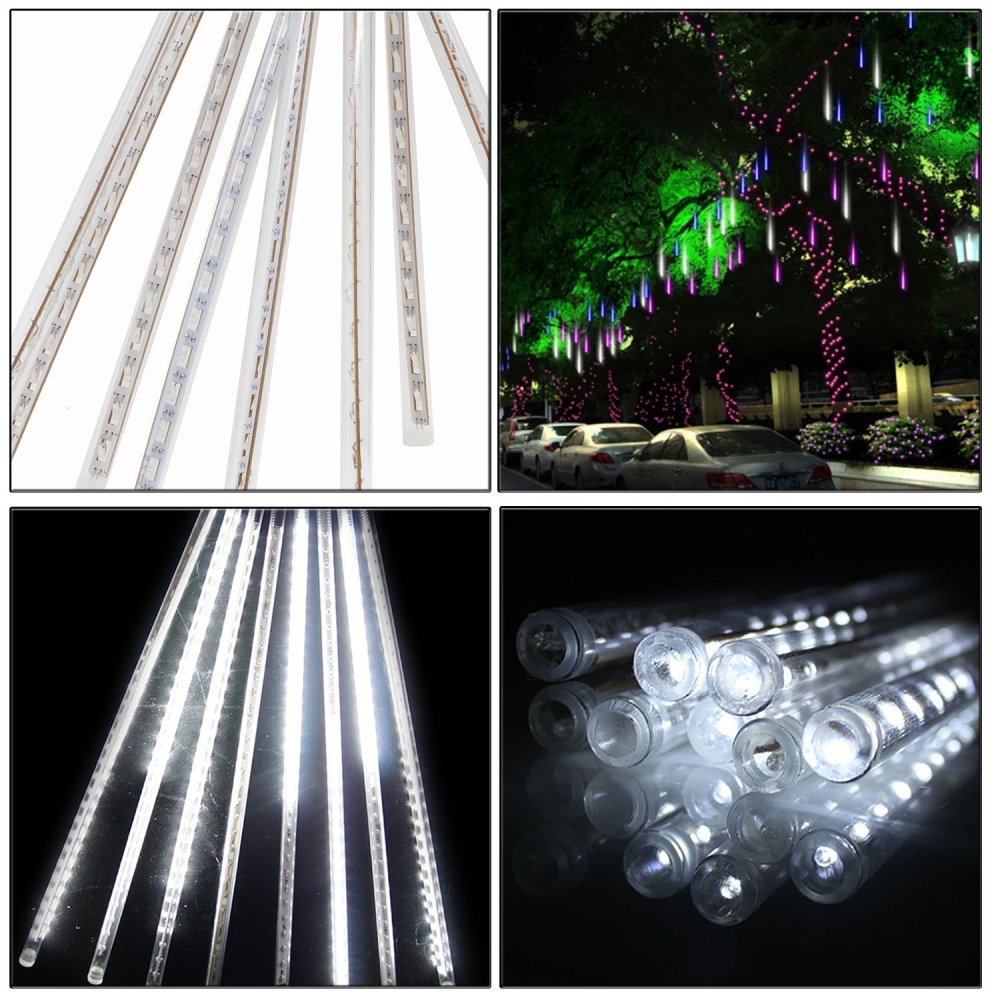 8PCS EU Plug 50CM Waterproof LED Meteor Shower Light Decorative Lamp (SMD Version) Colorful light_European regulations 200-240V - Image 2