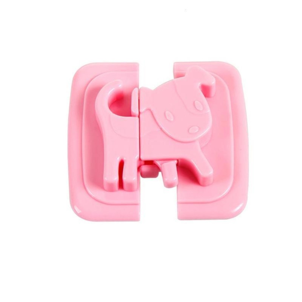 Child Safety Cartoon Figure Multi-function Refrigerator Lock Flat Cabinet Door Pink_6*6cm