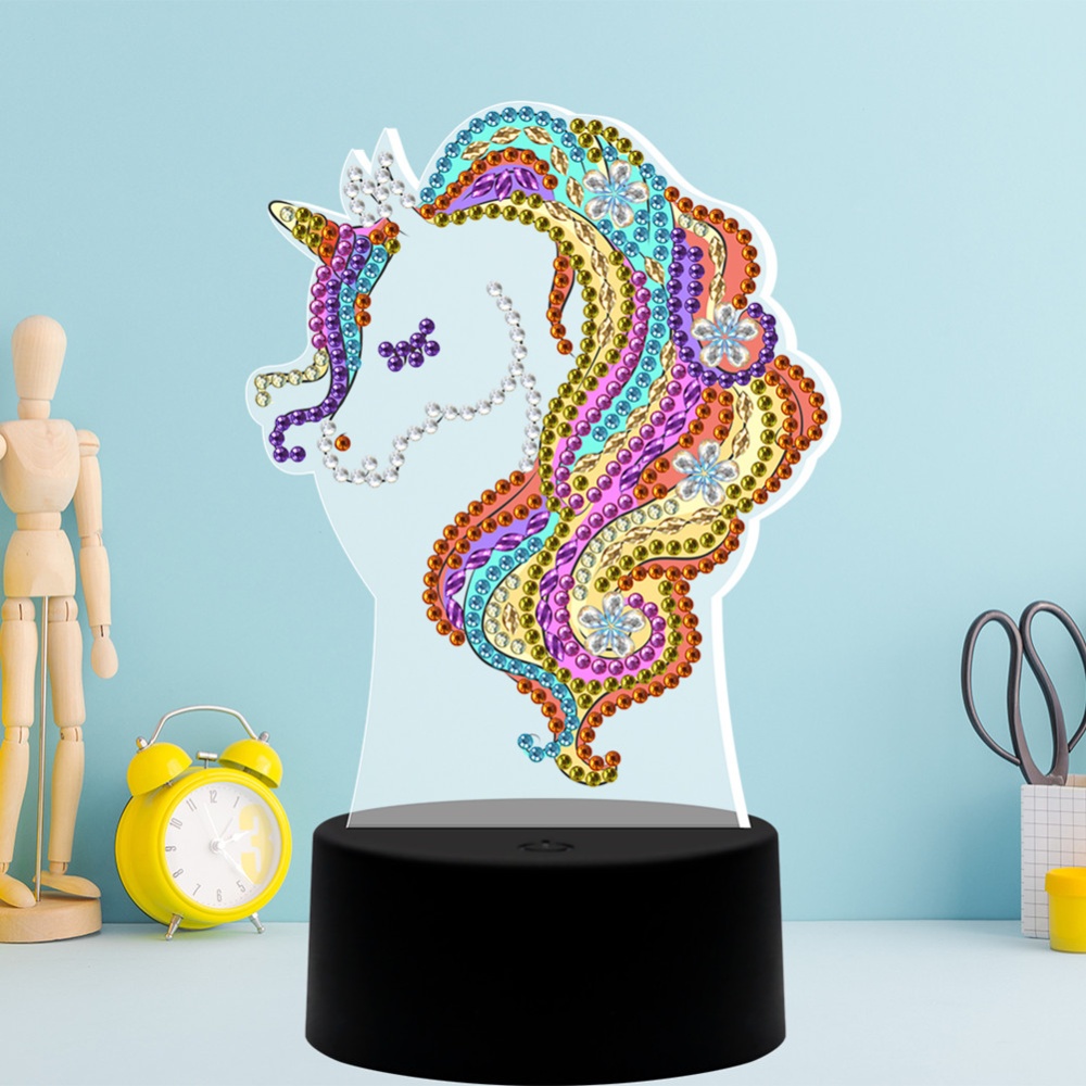 DIY Diamond Painting LED Night Light Cartoon Horse 3D Embroidery Colorful Lamp Home Decoration As shown - Image 2