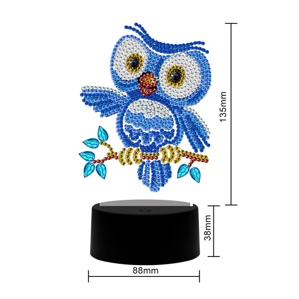 DIY 3D Diamond Painting LED Night Light Cartoon Owl Embroidery Colorful Lamp Home Decoration As shown - Image 2