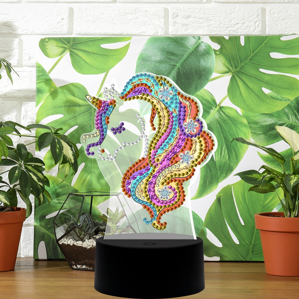 DIY Diamond Painting LED Night Light Cartoon Horse 3D Embroidery Colorful Lamp Home Decoration As shown - Image 3