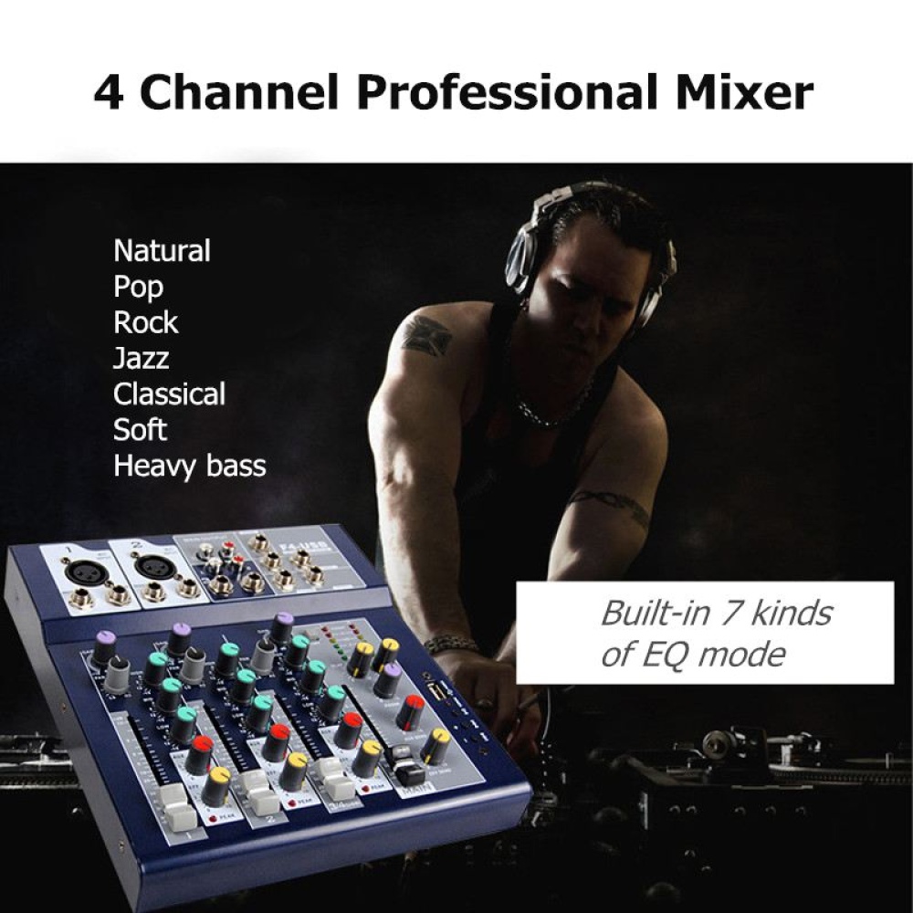 4 Channel USB DJ Mixer Controller Karaoke Mixing with Built-in Amplifier Metal Mezclador Console for KTV AU plug - Image 2