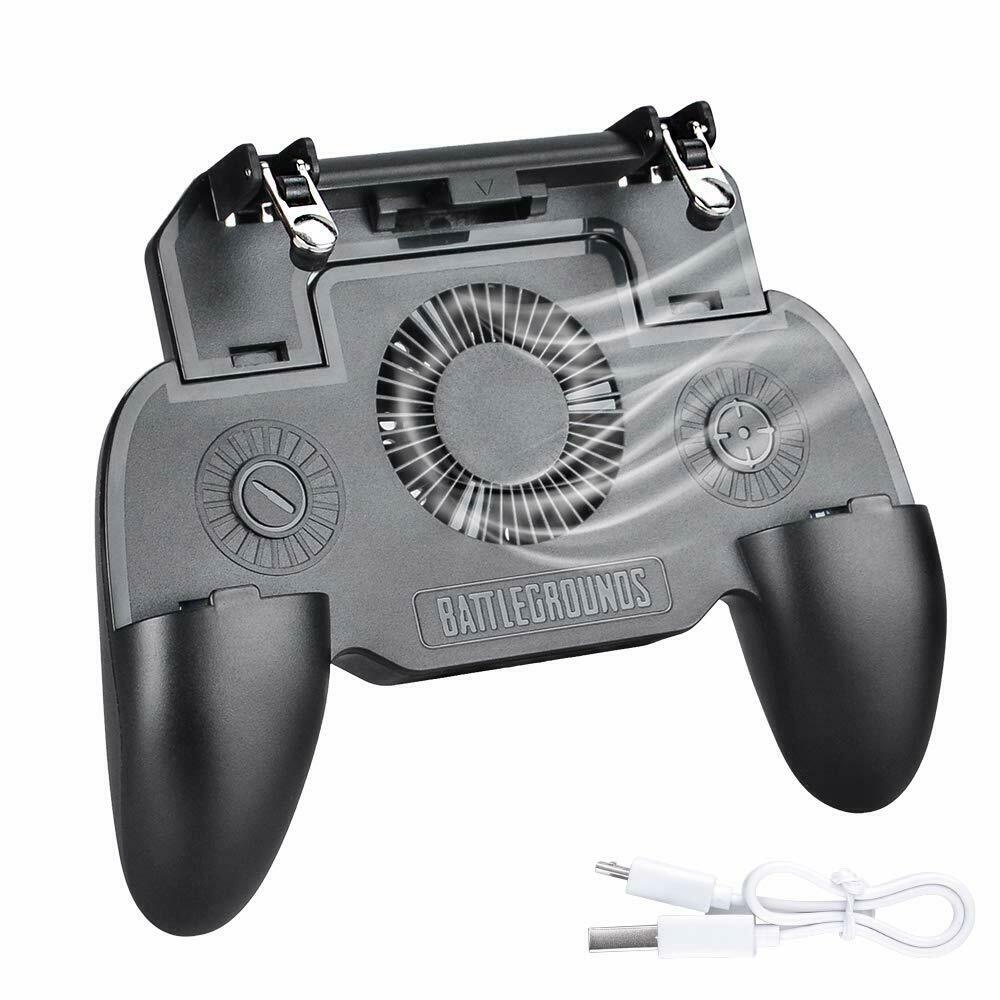 Mobile Phone Game Controller Joystick Cooling Fan Gamepad for PUBG Android IOS black