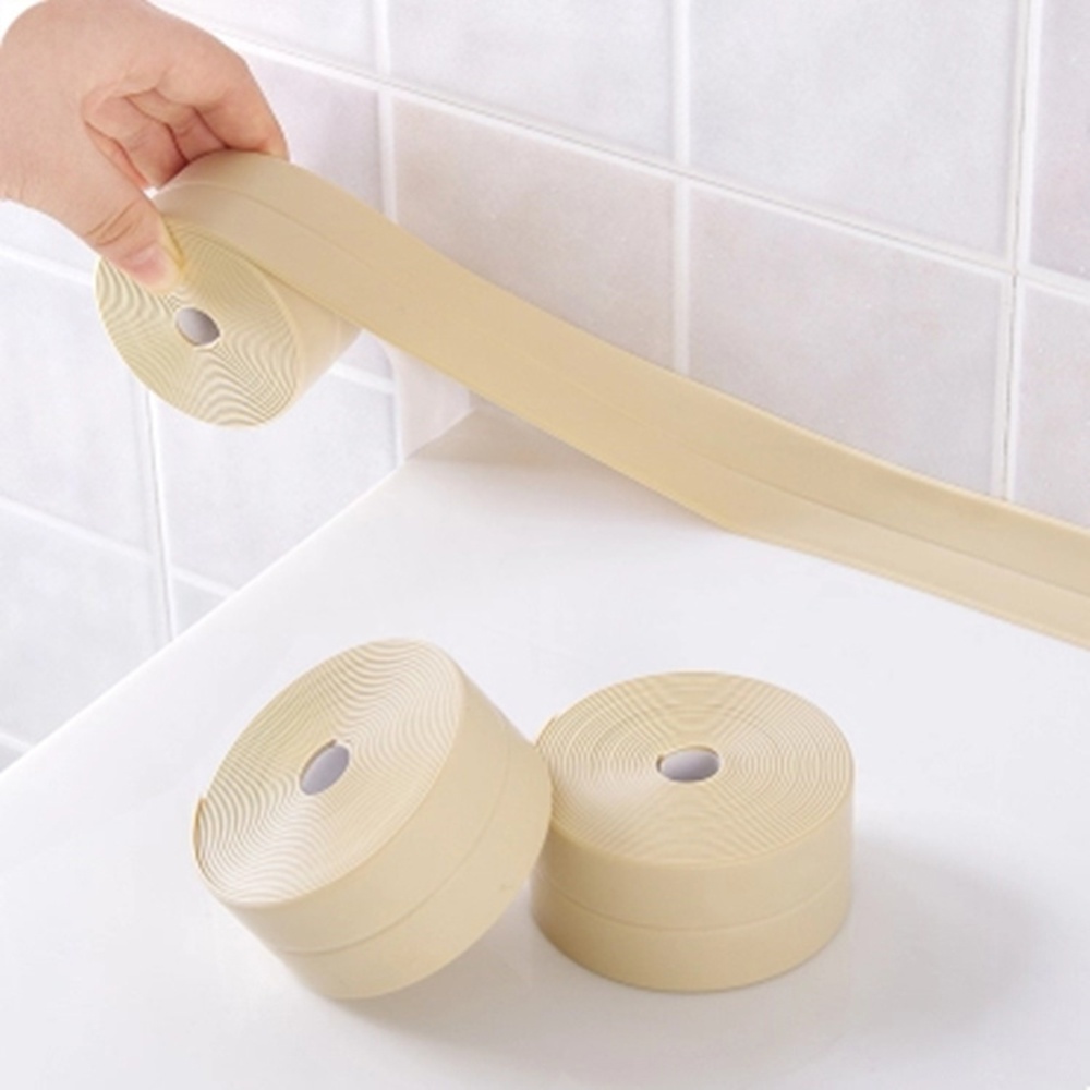 Waterproof Mildewproof Bathroom PVC Sealing Tap Kitchen Sticker Home Decoration 3.8cm * 320cm beige