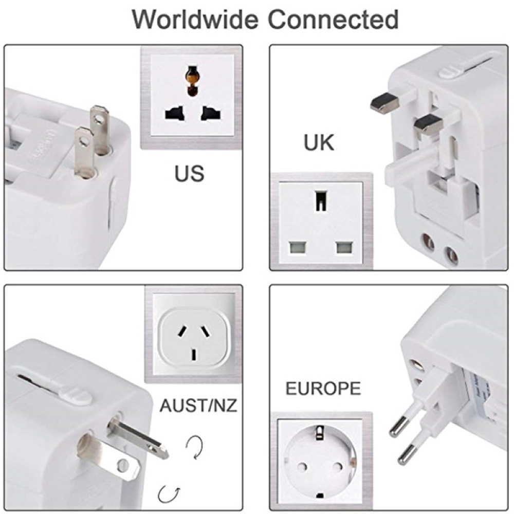 USB Charging Adapter Multifunctional UK Plug Travel Converter Suitable for iPhone iPad Samsung Bluetooth Speaker Black with white - Image 2