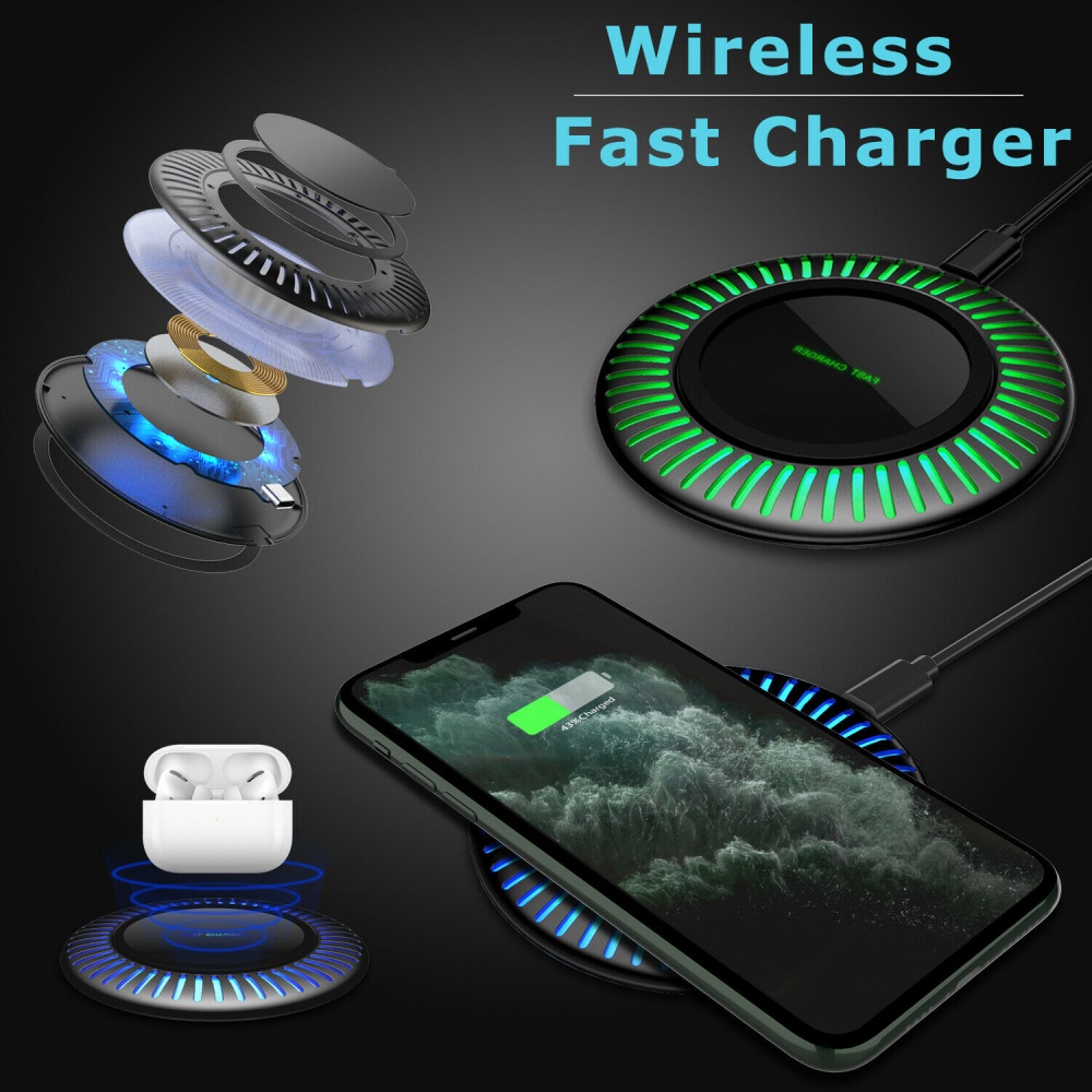 Wireless Fast Charger Qi 15W Charging Stand Pad Mat Dock For iPhone/Samsung/LG black - Image 2