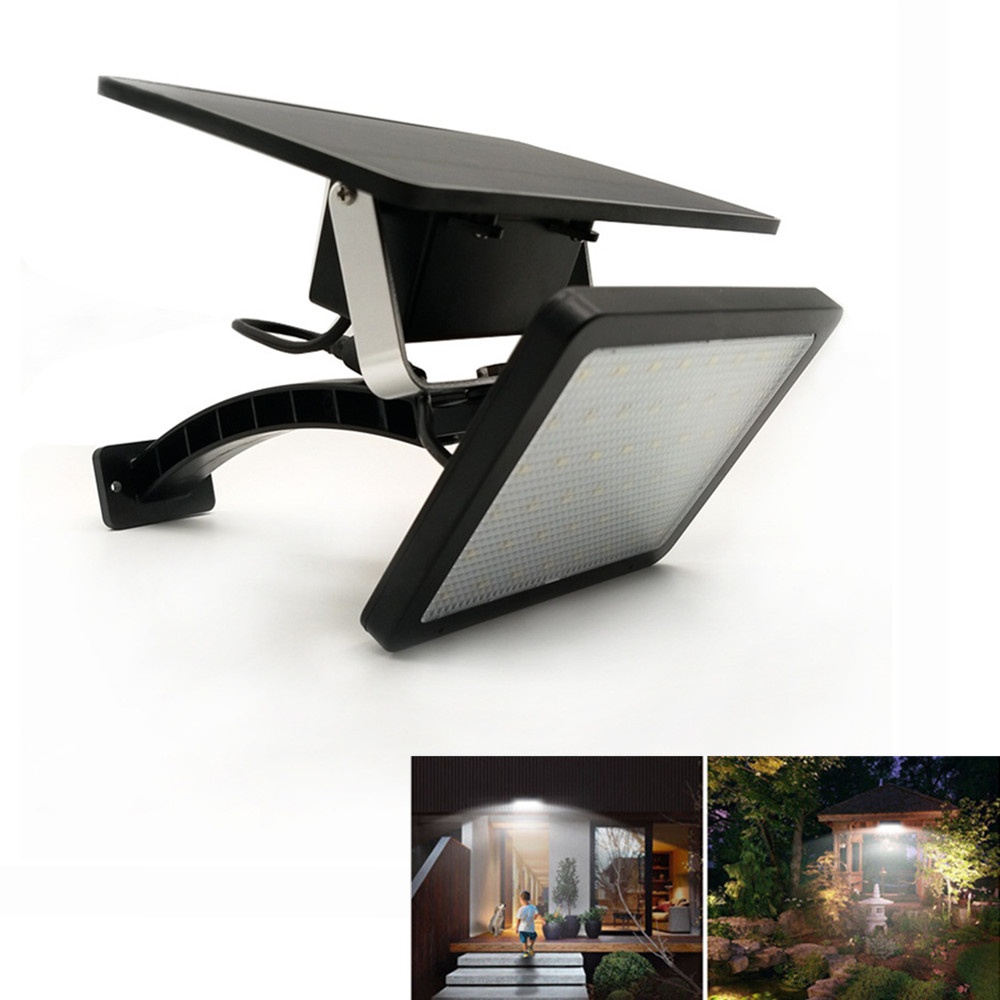 48LEDs Light Control Solar Powered Wall for Garden Courtyard Decor Black shell white light 6500K