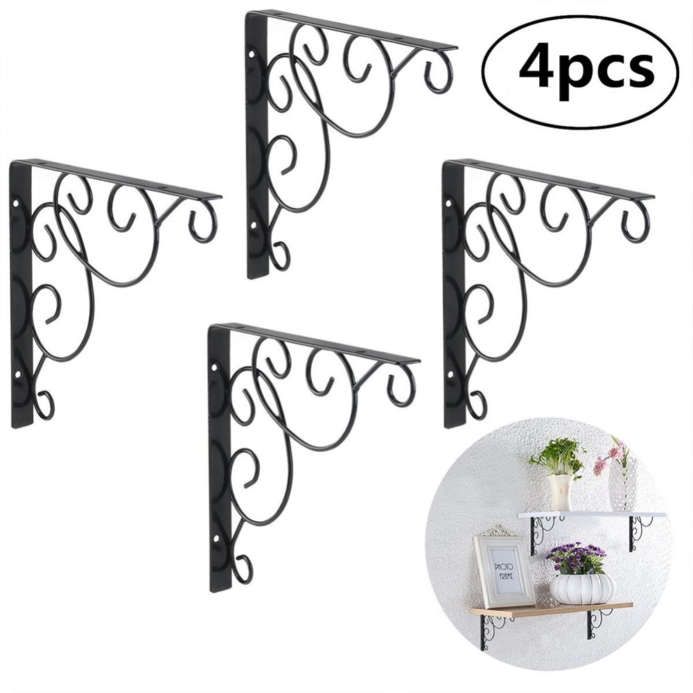 4pcs Shelf Brackets Iron Wall Mount Space Saving DIY Open Shelving Decorative Corner Joint Angle Bracket 25*25cm - Image 2