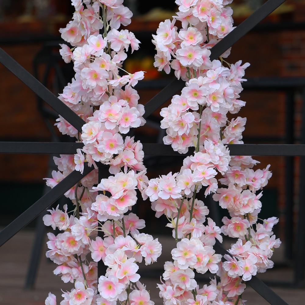 1.8M / 5.9FT Artificial Cherry Blossom Rattan Wreath Party Wedding Decor Light pink - Image 2