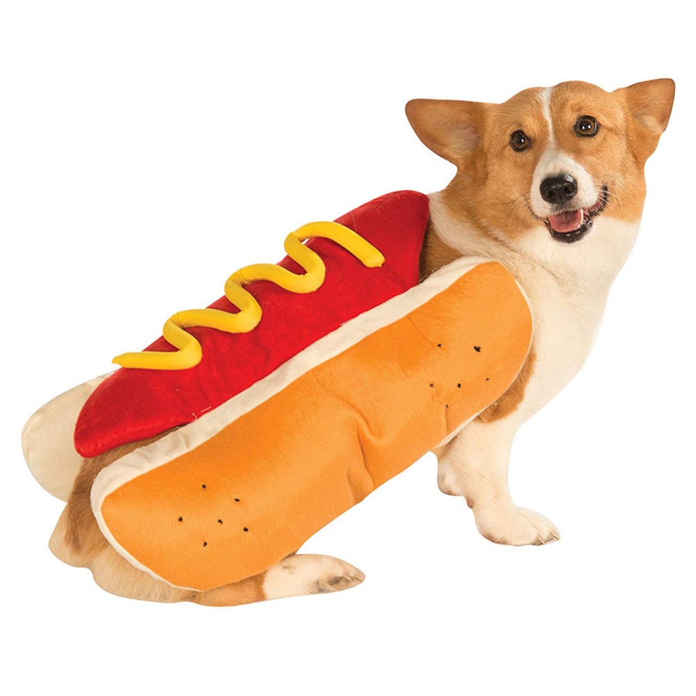 Stylish Hotdog Shape Pet Costume Fall and Winter Dog Cat Coat Warm Outfit for Pets Supplies yellow_S - Image 2