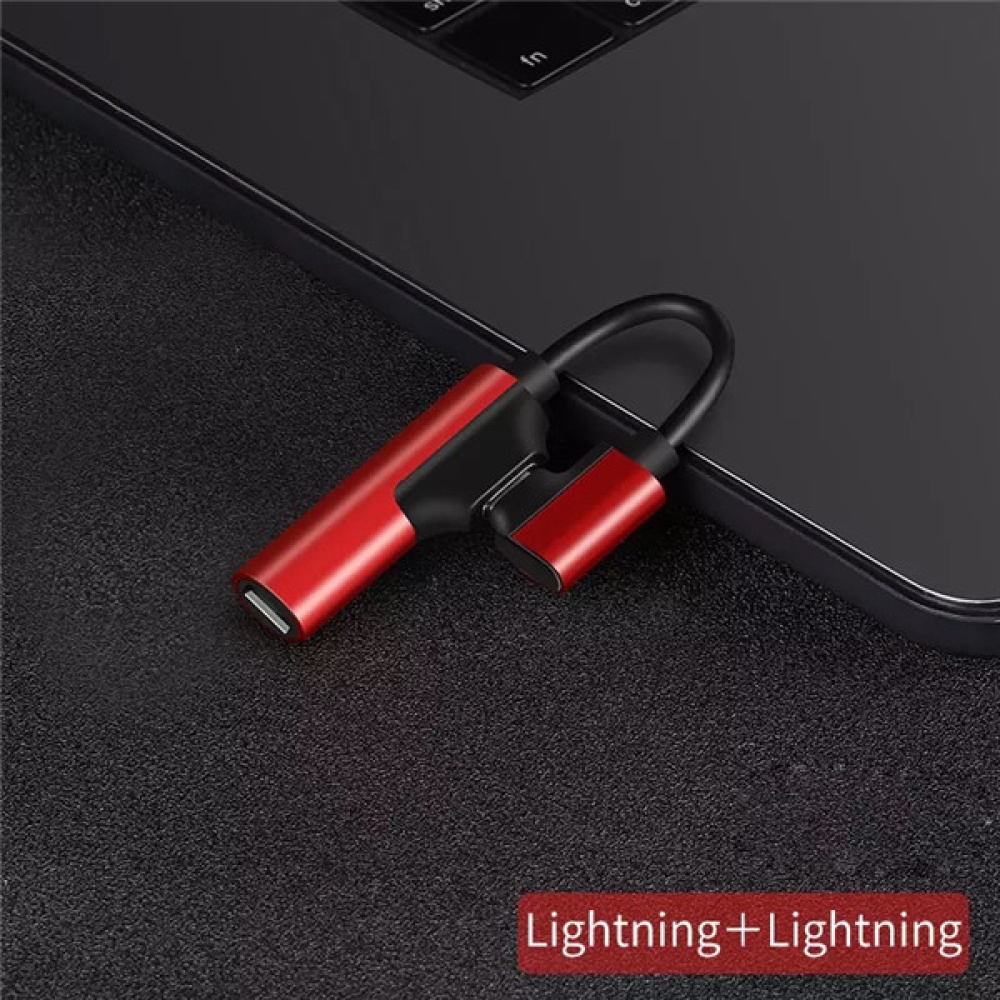 Audio Adapter for Apple Interface 3.5mm Charging Call iPhone 6 6S X 8 7 Plus XS MAX XR Headphone AUX Splitter Connector red - Image 2