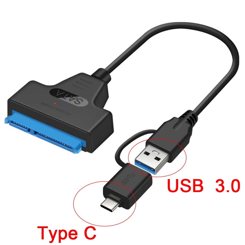 Usb3.1 To Sata Easy Drive Cable With Led Indicator Type-c Usb3.0 2-in-1 Hard Adapter Compatible For Windows/vista /xp black_50cm - Image 3