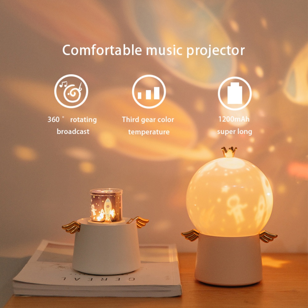 Romantic Angel Projection Light Starry Rotating Music Box for Bedside Moranti pink - Image 2