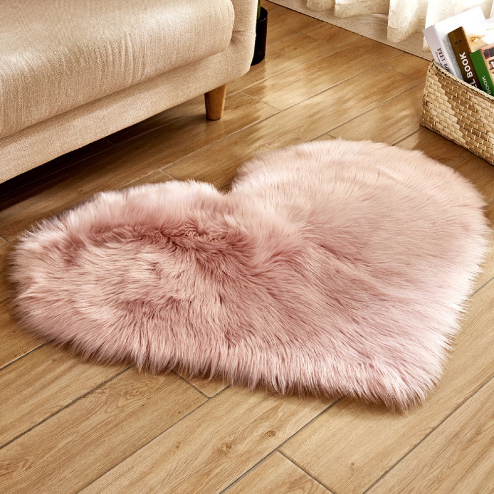 Soft Artificial Plush Rug Chair Cover Warm Hairy Carpet Seat Pad Modern Style Home Decoration red - Image 2