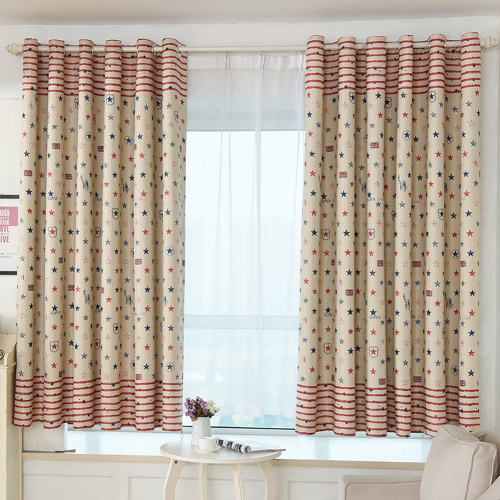 Window Curtain with Simple Printing Balcony Living Room Bedroom Shading Drapes As shown_1.5m wide x 2m high punch